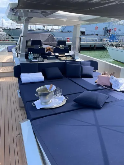  Yacht Photos Pics Luxurious 2019 Wally Tender 48 yacht with elegant deck seating and champagne setup.