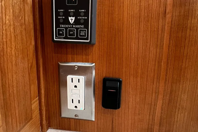 395 Yacht Photos Pics Electrical outlet and control panel on Tartan 395 yacht, 2025 model.