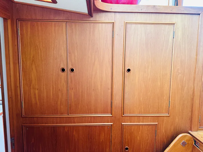 Sora Yacht Photos Pics Wooden cabinetry on a 1998 Grand Banks 49 Classic yacht interior.