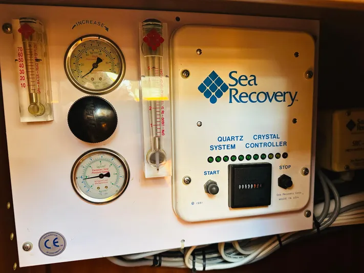 Sora Yacht Photos Pics Sea Recovery system controls on a 1998 Grand Banks 49 Classic yacht.