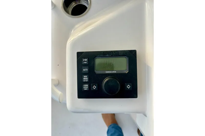  Yacht Photos Pics Simrad AP26 control panel on 2005 Bertram 390 Convertible yacht dashboard.