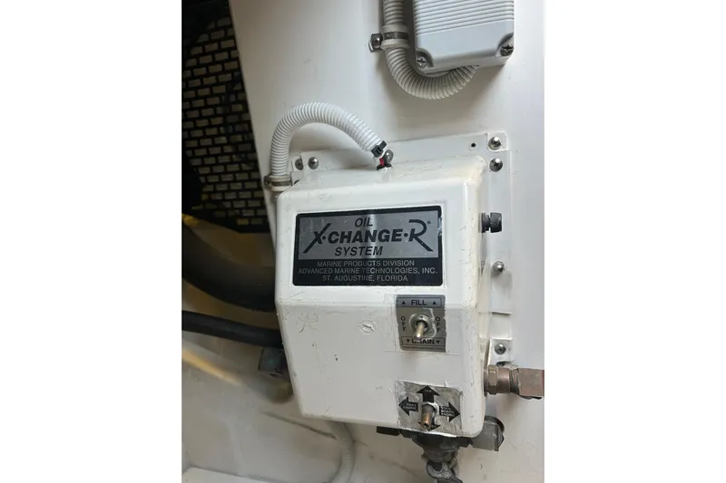  Yacht Photos Pics Oil X-Change-R system in 2005 Bertram 390 Convertible engine room.