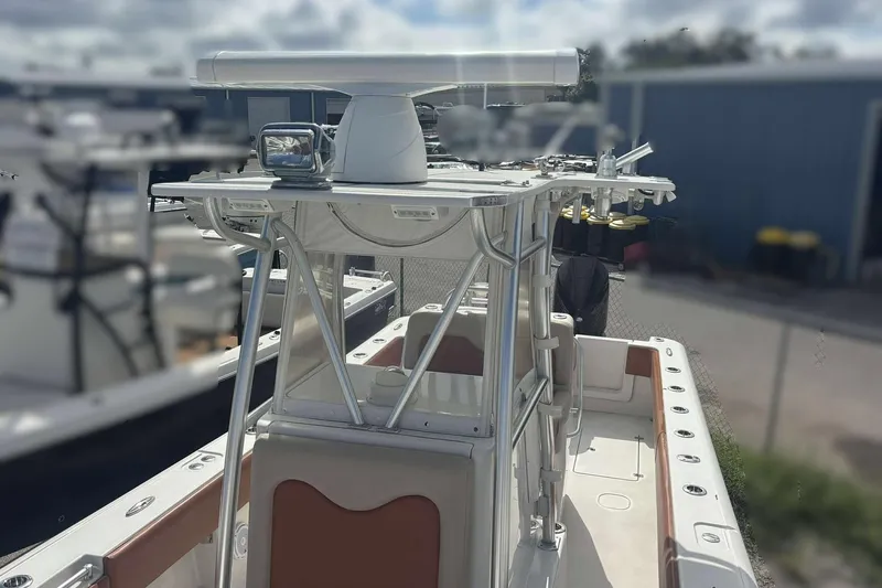  Yacht Photos Pics 2013 Andros Offshore 32 boat with radar and fishing rod holders.