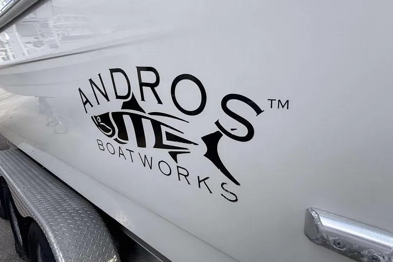  Yacht Photos Pics 2013 Andros Offshore 32 boat with logo on side panel.