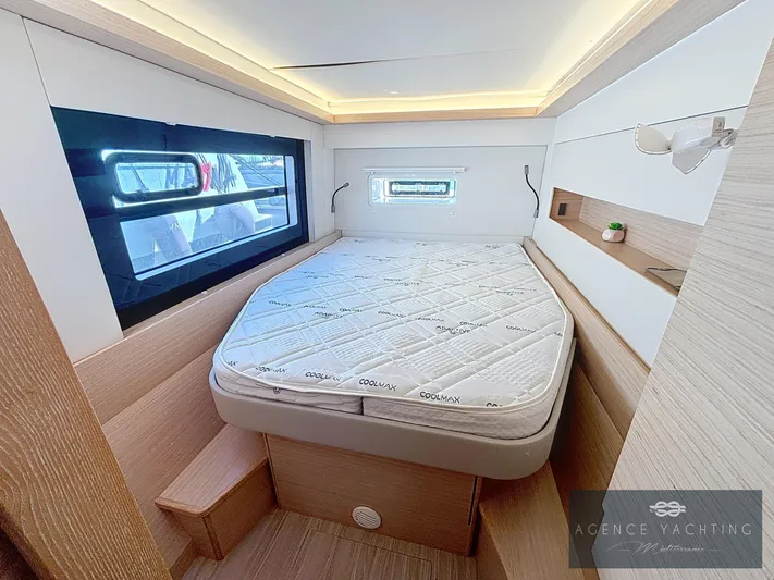 Kaija Yacht Photos Pics Luxurious cabin interior of 2022 Nautitech 46 Open yacht with modern design.