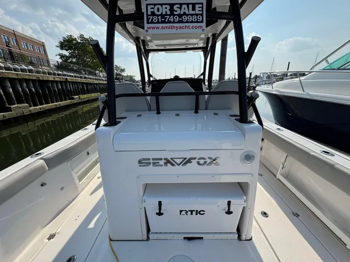 O4 Yacht Photos Pics 2022 Sea Fox 328 Commander boat for sale, docked with RTIC cooler.