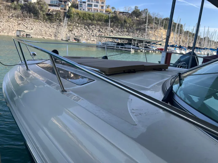 Lady Faby Yacht Photos Pics 2019 Sea Ray Sundancer 350 yacht docked at marina, showcasing sleek deck design.