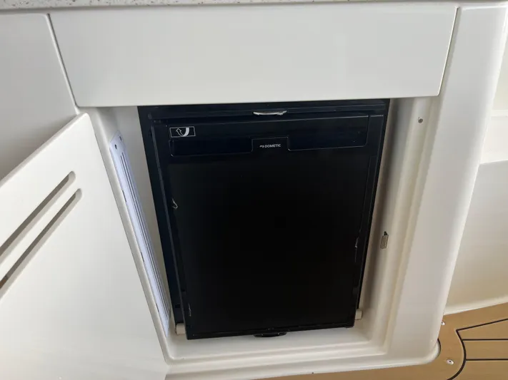 Lady Faby Yacht Photos Pics Compact refrigerator in 2019 Sea Ray Sundancer 350 yacht interior.