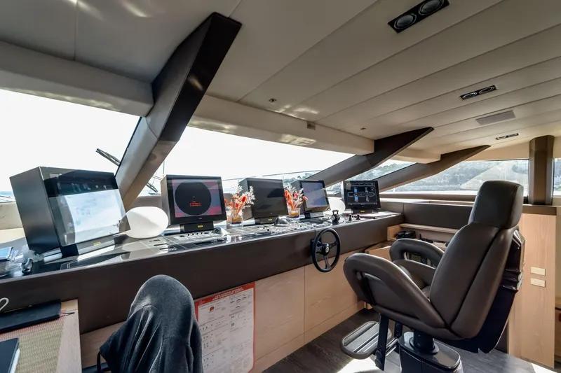 Fast & Furious Yacht Photos Pics Luxurious yacht cockpit with modern navigation equipment, AB 145 model, 2016.