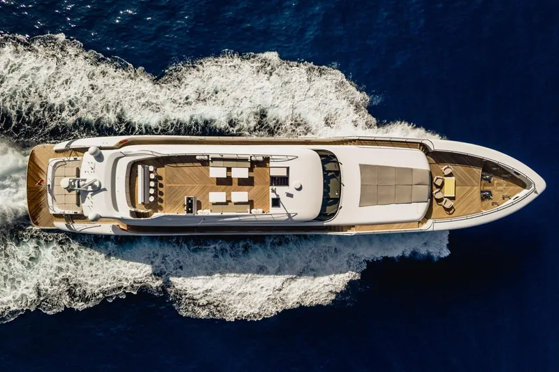 Fast & Furious Yacht Photos Pics Aerial view of AB 145 luxury yacht cruising on the ocean, 2016 model.