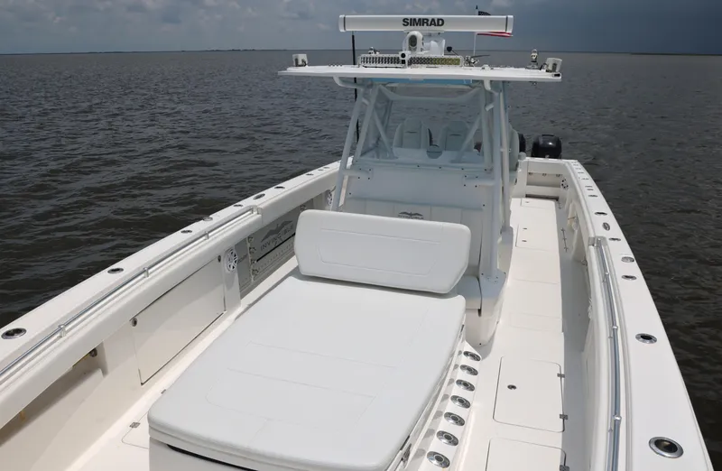  Yacht Photos Pics 2018 Invincible 40 Catamaran on open water, featuring spacious deck and modern design.
