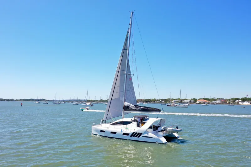 Fido Yacht Photos Pics 2017 Xquisite Yachts X5 sailing on a sunny day in a calm bay.