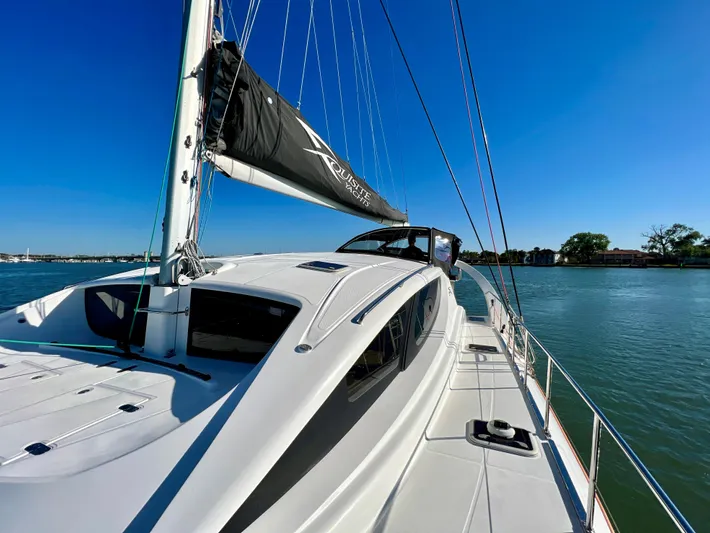 Fido Yacht Photos Pics 2017 Xquisite Yachts X5 sailing on calm waters under clear blue sky.