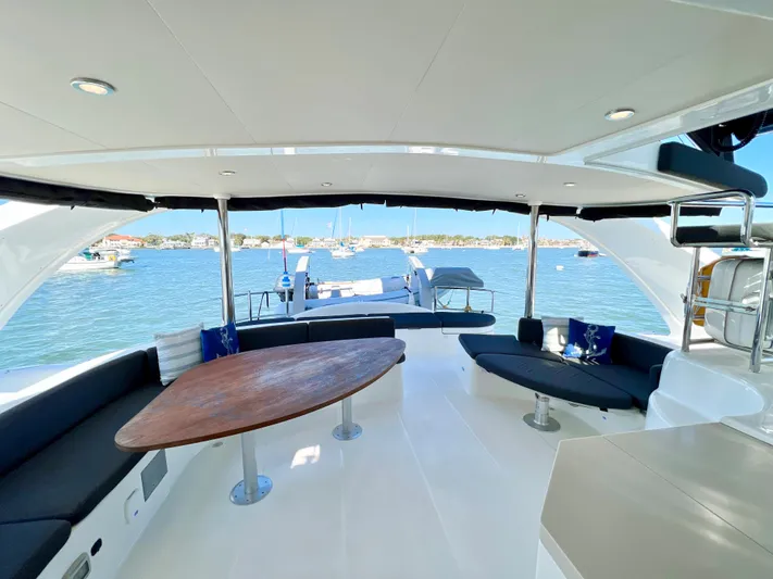 Fido Yacht Photos Pics Spacious deck of 2017 Xquisite Yachts X5 with seating and ocean view.
