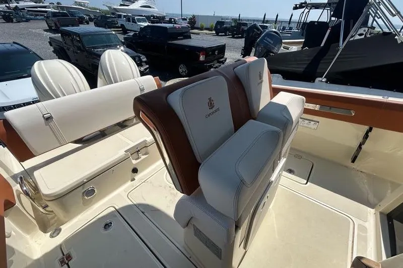  Yacht Photos Pics 2024 Capoforte FX270 boat interior with luxurious seating and modern design.