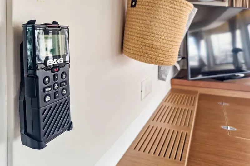 Sweet Sweet Life Yacht Photos Pics B&G marine radio on Lagoon 42 yacht interior, 2020 model.