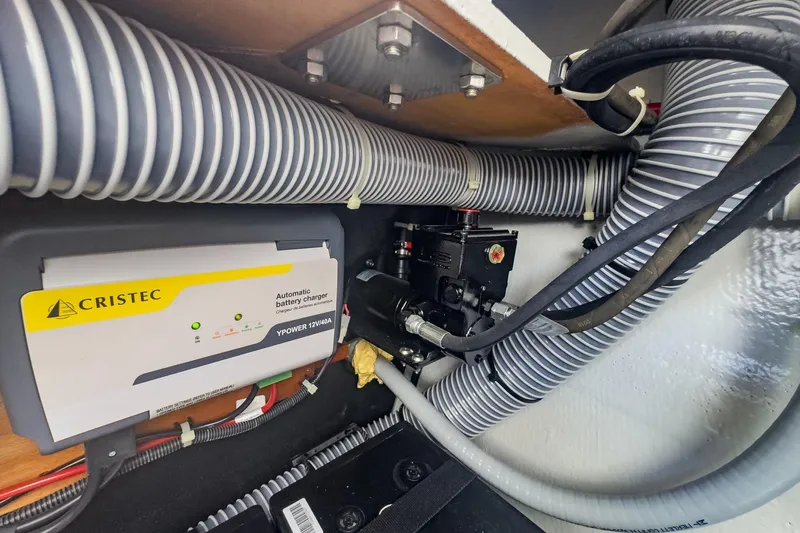 Sweet Sweet Life Yacht Photos Pics Electrical system of a 2020 Lagoon 42 with Cristec battery charger.