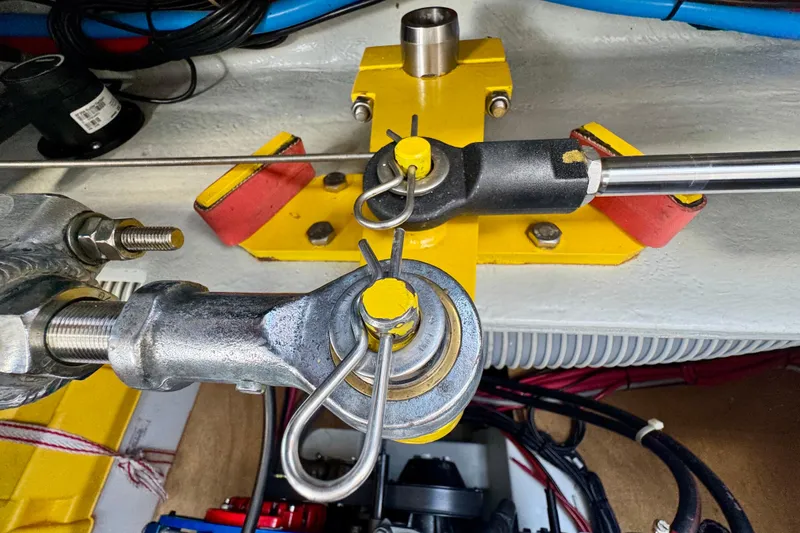 Owners Version Yacht Photos Pics Close-up of mechanical components in a 2020 Lagoon 42 catamaran.