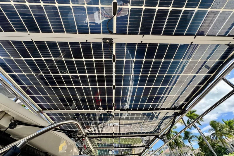 Owners Version Yacht Photos Pics Solar panels on a 2020 Lagoon 42 catamaran, harnessing renewable energy.