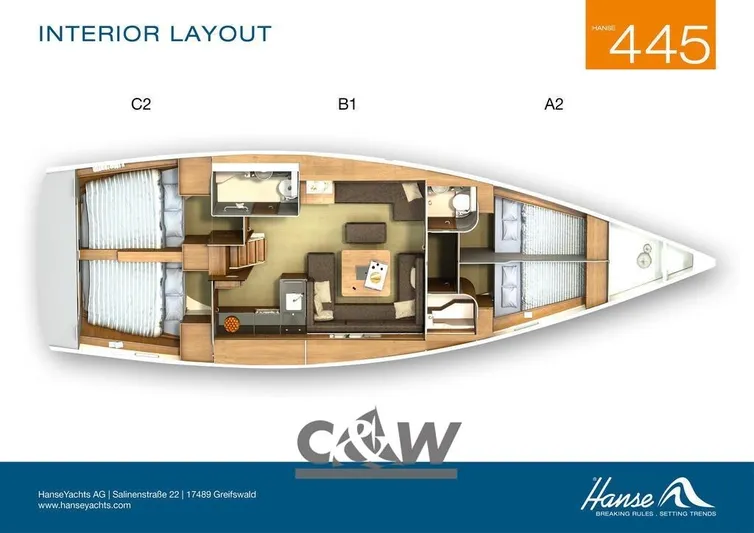  Yacht Photos Pics Hanse layout 4 cab