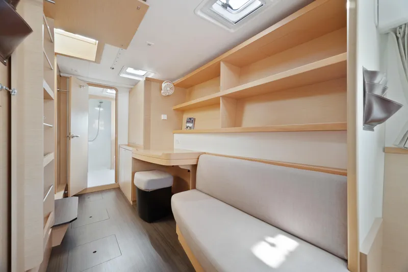 Curvy Mermaid Yacht Photos Pics Interior of 2017 Lagoon 42 yacht with modern furnishings and ample storage space.