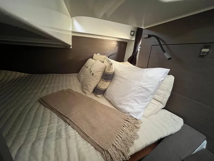  Yacht Photos Pics Luxurious cabin interior of 2024 Beneteau Gran Turismo 32 Inboard yacht.