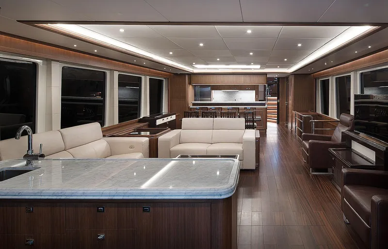  Yacht Photos Pics Luxurious interior of 2026 Selene 92 Explorer yacht with modern furnishings and elegant design.