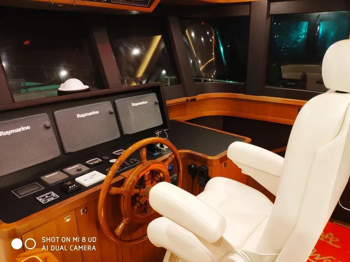  Yacht Photos Pics Pilot house of 2026 Selene 60 Explorer yacht with Raymarine navigation systems.