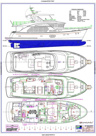  Yacht Photos Pics Blueprint of 2026 Selene 60 Explorer yacht, showcasing detailed deck and interior layouts.