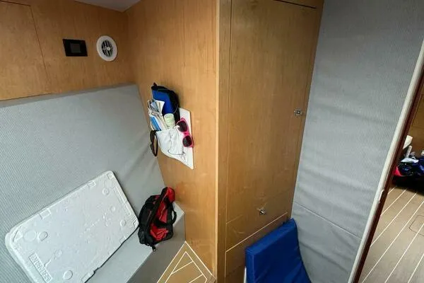 Joujou 2 Yacht Photos Pics Interior of 2002 Luhrs 38 Open boat with seating and storage.