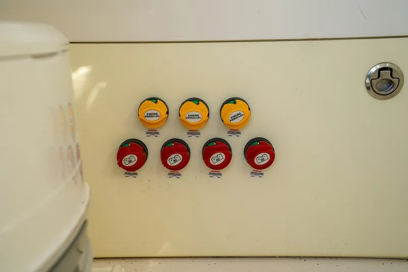 Another One Yacht Photos Pics Control panel with switches on a 2019 Invincible 40 Catamaran.