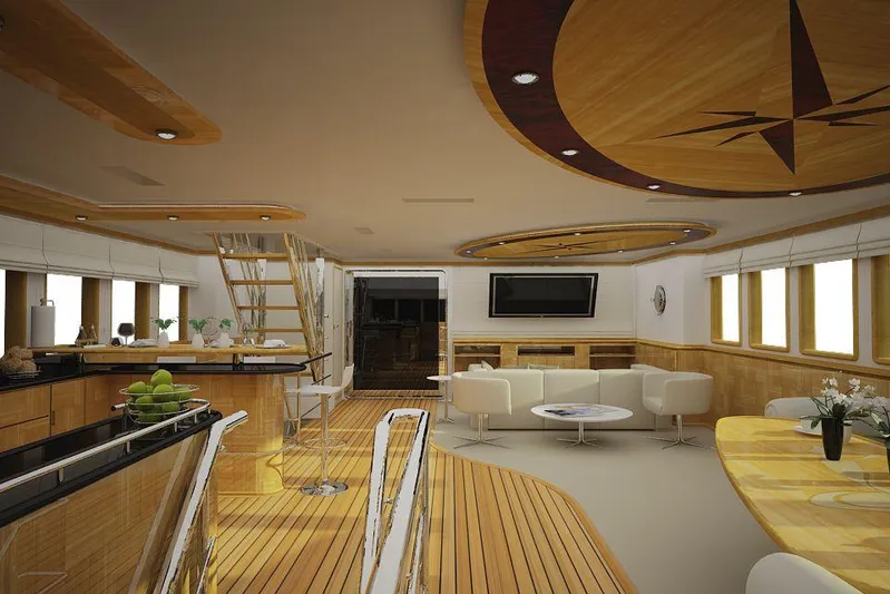 Svetlana (as Is) Yacht Photos Pics Luxurious interior of 2027 AvA Yachts Svetlana, featuring elegant wood finishes and modern furnishings.