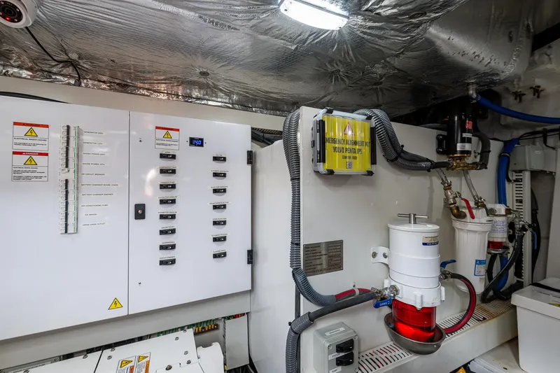 Suntastic Yacht Photos Pics Electrical control panel in 2023 Schaefer 450 yacht engine room.