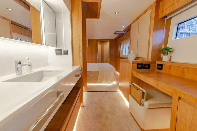 62 Iliad 2026 Yacht Photos Pics Luxurious ILIAD 62 yacht interior with modern bathroom and cozy bedroom, 2026 model.