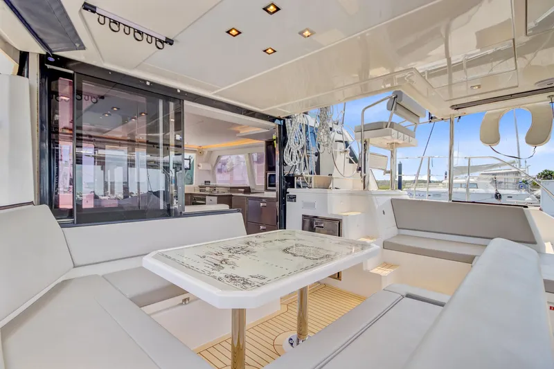 Latidoods Yacht Photos Pics Luxurious Leopard 42 yacht interior with elegant seating and modern design, 2021 model.