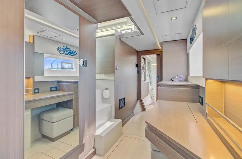 Latidoods Yacht Photos Pics Luxurious interior of 2021 Leopard 42 yacht with modern furnishings and elegant design.