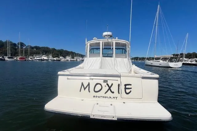 Moxie Yacht Photos Pics 1998 Tiara Yachts 3500 Open named "Moxie" docked in Southold, NY marina.