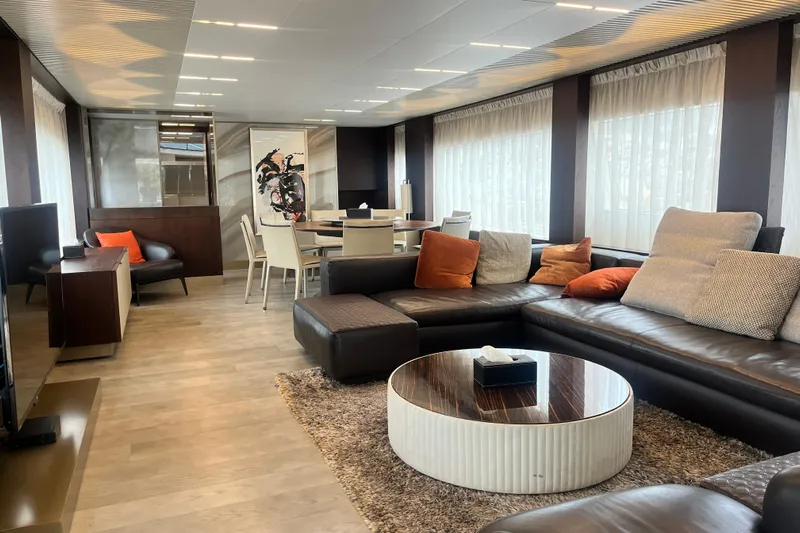  Yacht Photos Pics Luxurious interior of 2017 Ferretti Yachts 850 with modern furnishings and elegant decor.