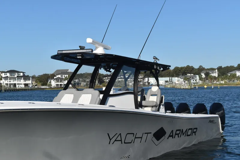 Main Event Yacht Photos Pics 2023 Front Runner 39 Center Console boat on water, featuring sleek design and modern technology.