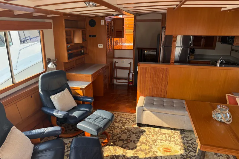  Yacht Photos Pics Luxurious interior of 1998 Kadey-Krogen 48' Northsea Widebody Pilothouse yacht.