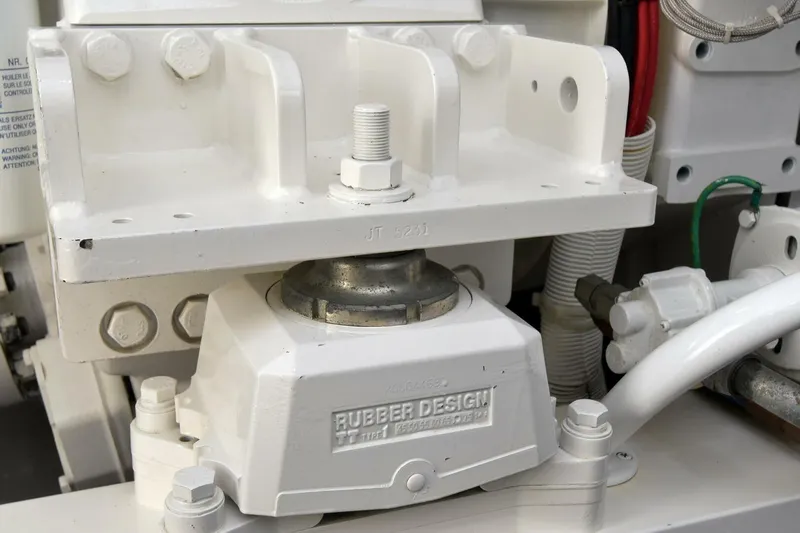 Party Of Five Yacht Photos Pics Engine mount detail on 2019 Viking 80 Sky Bridge yacht.