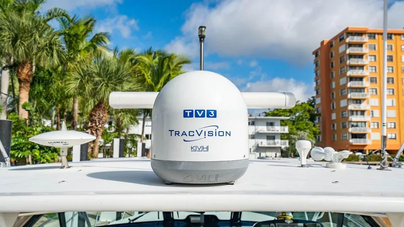 Agape Yacht Photos Pics Satellite TV antenna on a 2007 Tiara Yachts 3800 Open boat.