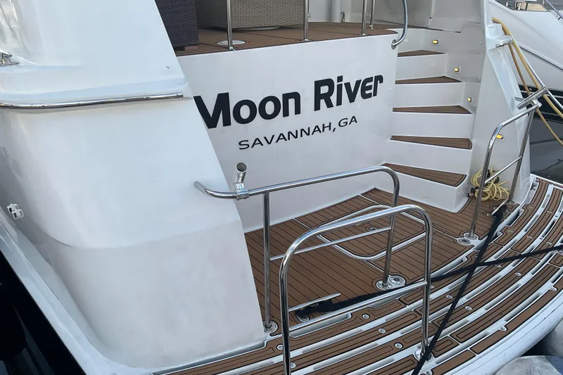Moon River Yacht Photos Pics 1997 Hatteras 70 Sport Deck Motor Yacht, "Moon River," docked in Savannah, GA.