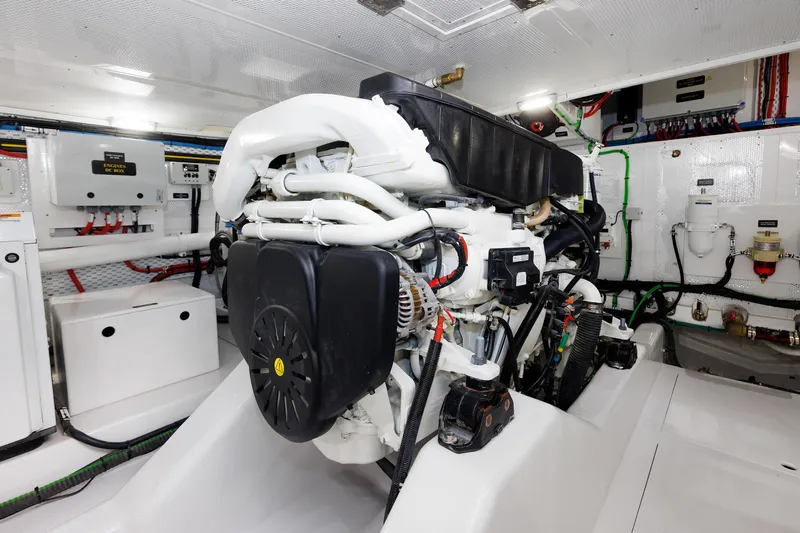 Mona Lisa Yacht Photos Pics Engine room of 2025 Vicem 58 Classic yacht, showcasing modern machinery and systems.