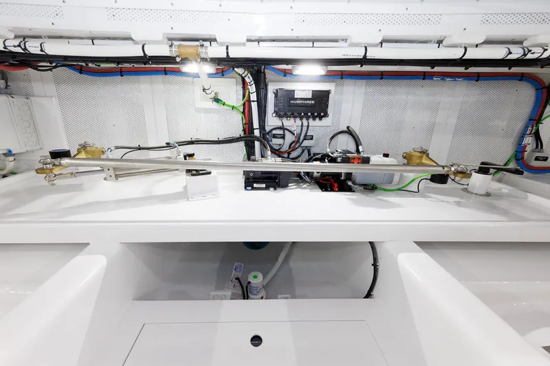 Mona Lisa Yacht Photos Pics Engine room of 2025 Vicem 58 Classic yacht, showcasing advanced mechanical systems.