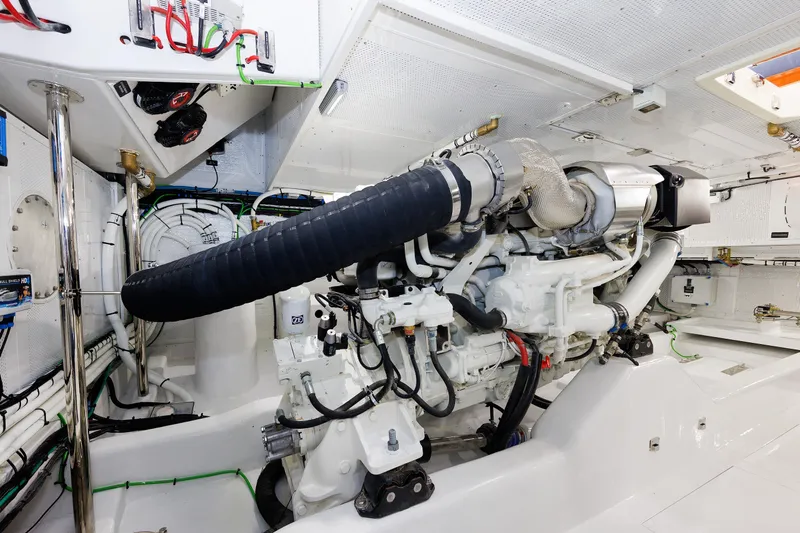 Mona Lisa Yacht Photos Pics Engine room of 2025 Vicem 58 Classic yacht, showcasing advanced machinery and clean design.