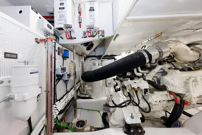 Mona Lisa Yacht Photos Pics Engine room of 2025 Vicem 58 Classic yacht, showcasing advanced mechanical systems.