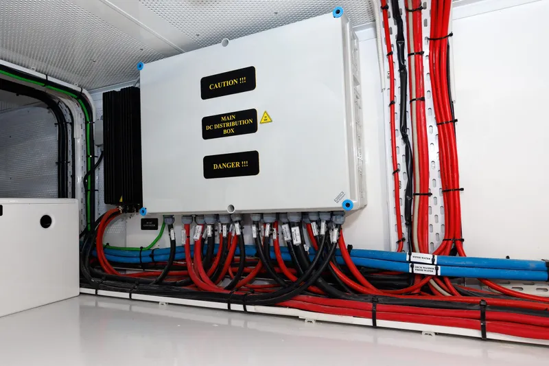 Mona Lisa Yacht Photos Pics Main DC distribution box with cables in 2025 Vicem 58 Classic yacht.