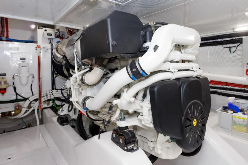 Mona Lisa Yacht Photos Pics Engine room of 2025 Vicem 58 Classic yacht, showcasing advanced mechanical systems.