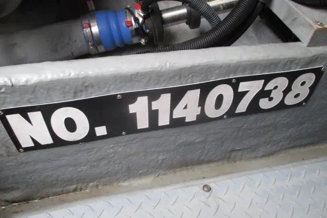 Pho-king-gross Yacht Photos Pics Engine compartment of 2002 Sea Ray 400 Sedan Bridge with number 1140738 displayed.